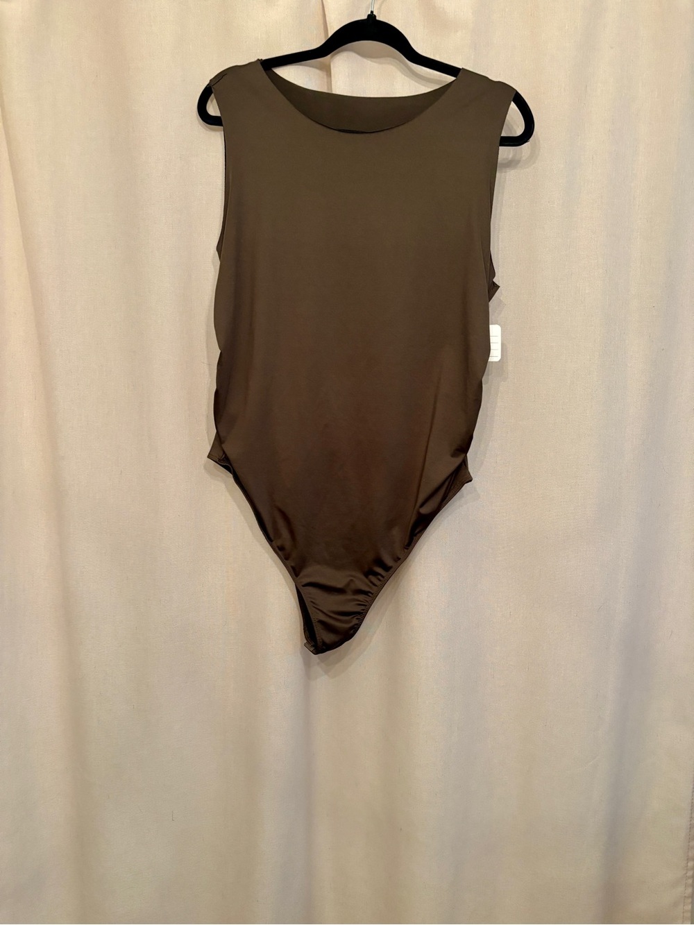 Olive Ruched Tank Bodysuit — Size 2XL